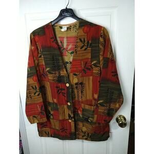 $Uniform Advantage Scrub Jacket Woman's S Three Button Close Pockets Long Sleeve